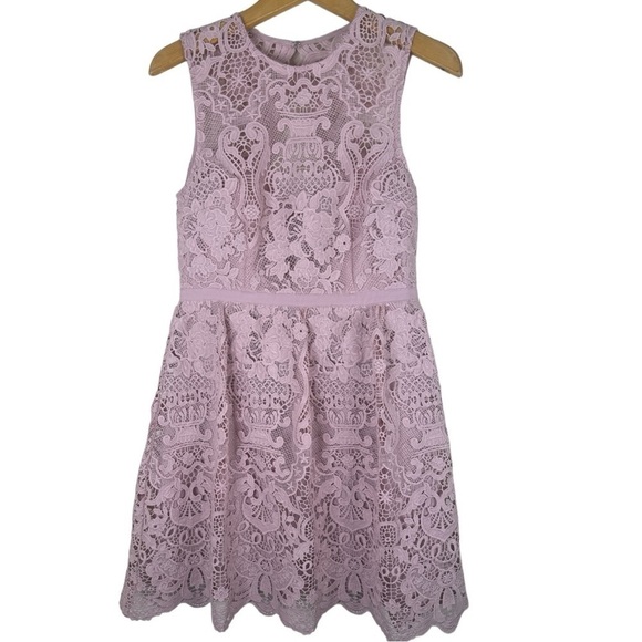 BHLDN Rosaline Mauve Lace Dress Medium NWOT Anthropologie Wedding Guest Cocktail - Picture 2 of 14